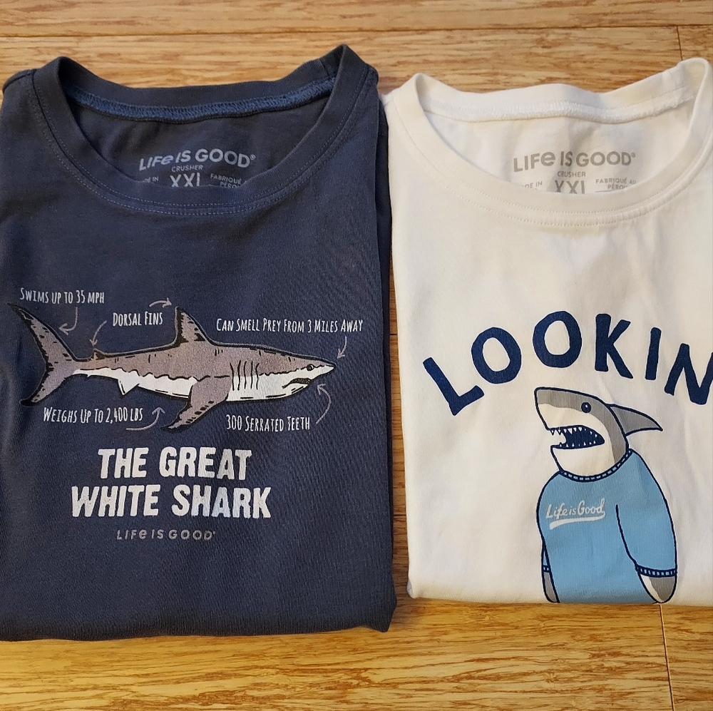 Boys Shark T shirts Crusher Life is Good XXL